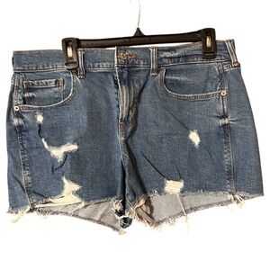 Old Navy Boyfriend Mid Rise Jean Shorts Women's Size 12 Cutoff Distressed Shorts